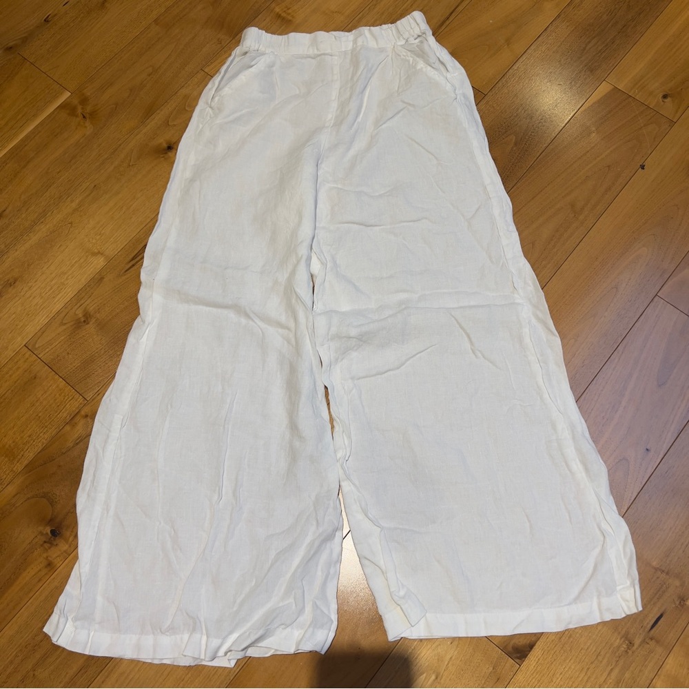 Cotton White Wide-Leg Pants